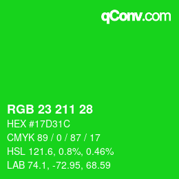 Color code: RGB 23 211 28 | qconv.com