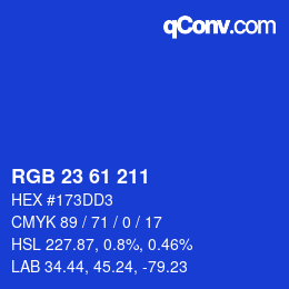 カラーコード: RGB 23 61 211 | qconv.com