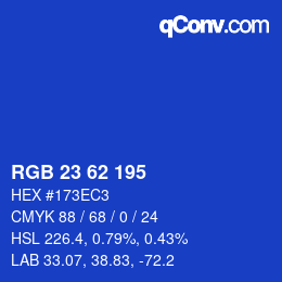 Color code: RGB 23 62 195 | qconv.com