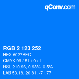 Color code: RGB 2 123 252 | qconv.com