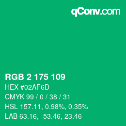 Código de color: RGB 2 175 109 | qconv.com