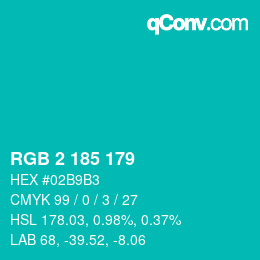 Código de color: RGB 2 185 179 | qconv.com