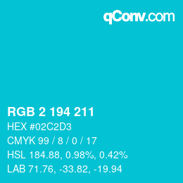 Code couleur: RGB 2 194 211 | qconv.com