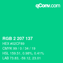 Code couleur: RGB 2 207 137 | qconv.com