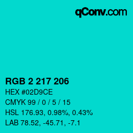 Farbcode: RGB 2 217 206 | qconv.com