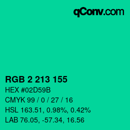 Color code: RGB 2 213 155 | qconv.com