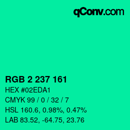 Código de color: RGB 2 237 161 | qconv.com