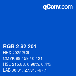 カラーコード: RGB 2 82 201 | qconv.com