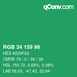 Color code: RGB 34 159 98 | qconv.com