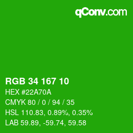 Código de color: RGB 34 167 10 | qconv.com