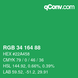 Color code: RGB 34 164 88 | qconv.com