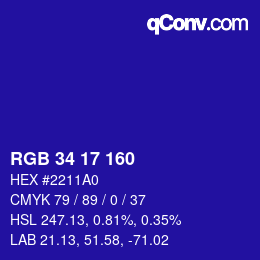 Color code: RGB 34 17 160 | qconv.com