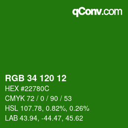 Color code: RGB 34 120 12 | qconv.com