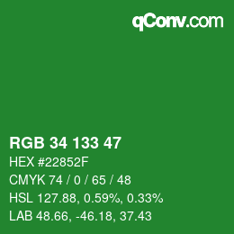 Código de color: RGB 34 133 47 | qconv.com