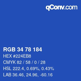 Color code: RGB 34 78 184 | qconv.com