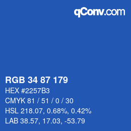 Código de color: RGB 34 87 179 | qconv.com