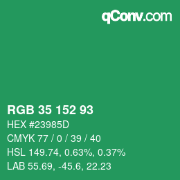 Color code: RGB 35 152 93 | qconv.com