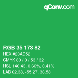 Código de color: RGB 35 173 82 | qconv.com