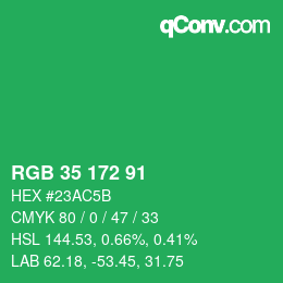 Código de color: RGB 35 172 91 | qconv.com