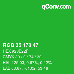 Color code: RGB 35 178 47 | qconv.com