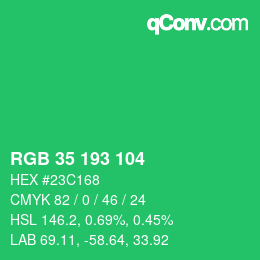 Farbcode: RGB 35 193 104 | qconv.com