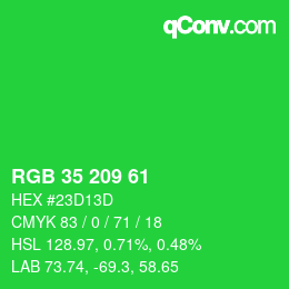 Color code: RGB 35 209 61 | qconv.com