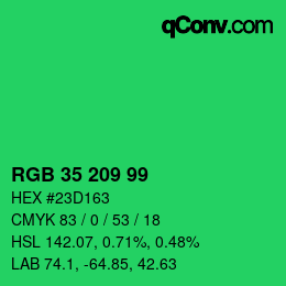 Code couleur: RGB 35 209 99 | qconv.com