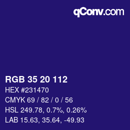 Color code: RGB 35 20 112 | qconv.com