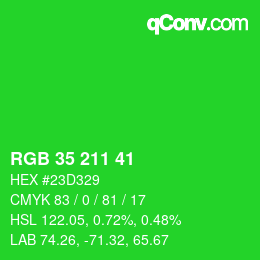 カラーコード: RGB 35 211 41 | qconv.com