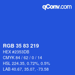 Color code: RGB 35 83 219 | qconv.com