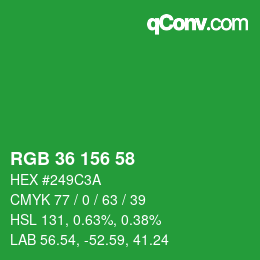 Color code: RGB 36 156 58 | qconv.com