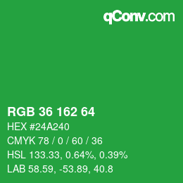 Color code: RGB 36 162 64 | qconv.com