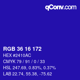 Código de color: RGB 36 16 172 | qconv.com