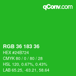 Color code: RGB 36 183 36 | qconv.com