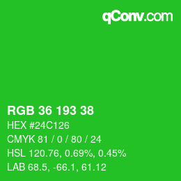 Code couleur: RGB 36 193 38 | qconv.com