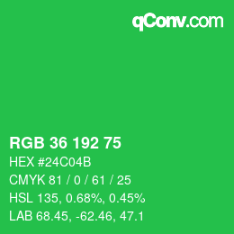 Color code: RGB 36 192 75 | qconv.com