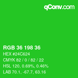 Código de color: RGB 36 198 36 | qconv.com