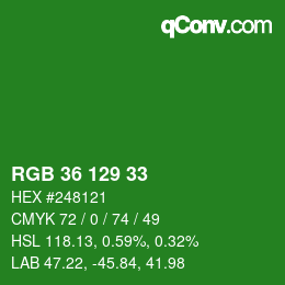 Color code: RGB 36 129 33 | qconv.com