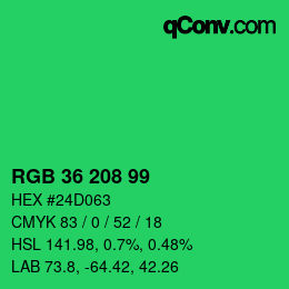 Code couleur: RGB 36 208 99 | qconv.com