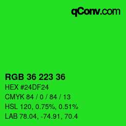 Código de color: RGB 36 223 36 | qconv.com