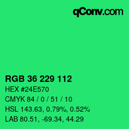 Código de color: RGB 36 229 112 | qconv.com