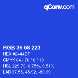 Color code: RGB 36 68 223 | qconv.com