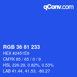 Code couleur: RGB 36 81 233 | qconv.com