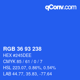 Color code: RGB 36 93 238 | qconv.com