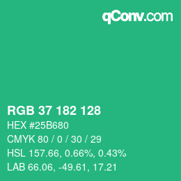 Color code: RGB 37 182 128 | qconv.com