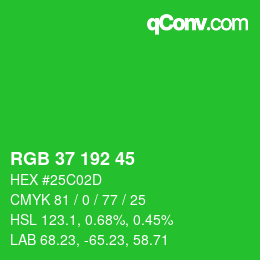 Color code: RGB 37 192 45 | qconv.com