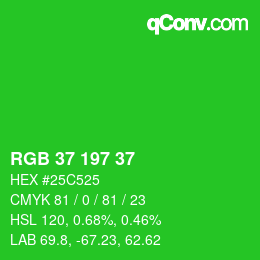 Código de color: RGB 37 197 37 | qconv.com