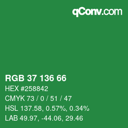 Color code: RGB 37 136 66 | qconv.com