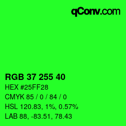 Code couleur: RGB 37 255 40 | qconv.com