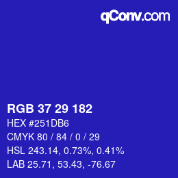 Color code: RGB 37 29 182 | qconv.com